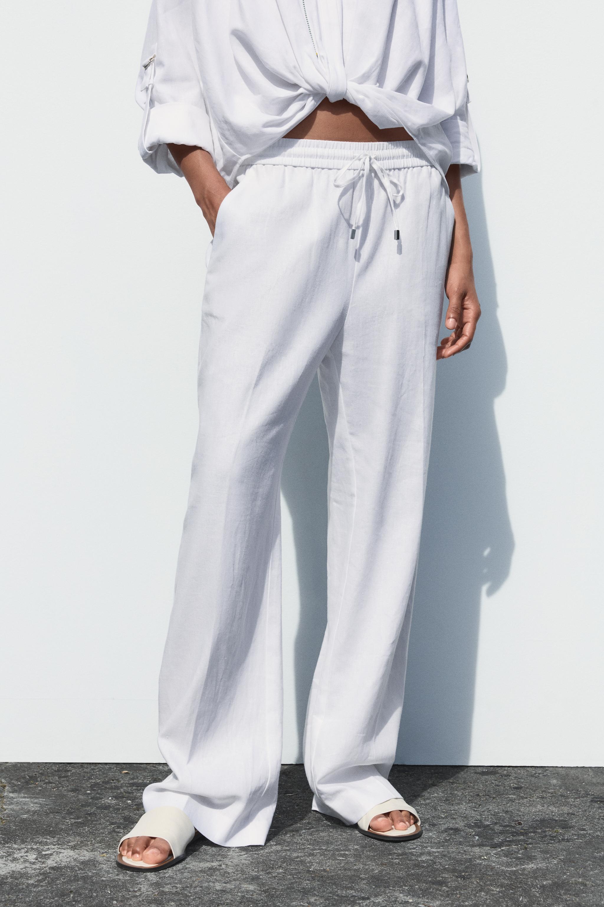 Linen Blend Straight Pants