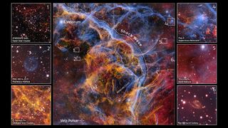 Some of the most interesting objects found within the new 1.3-gigapixel Vela Supernova Remnant image.