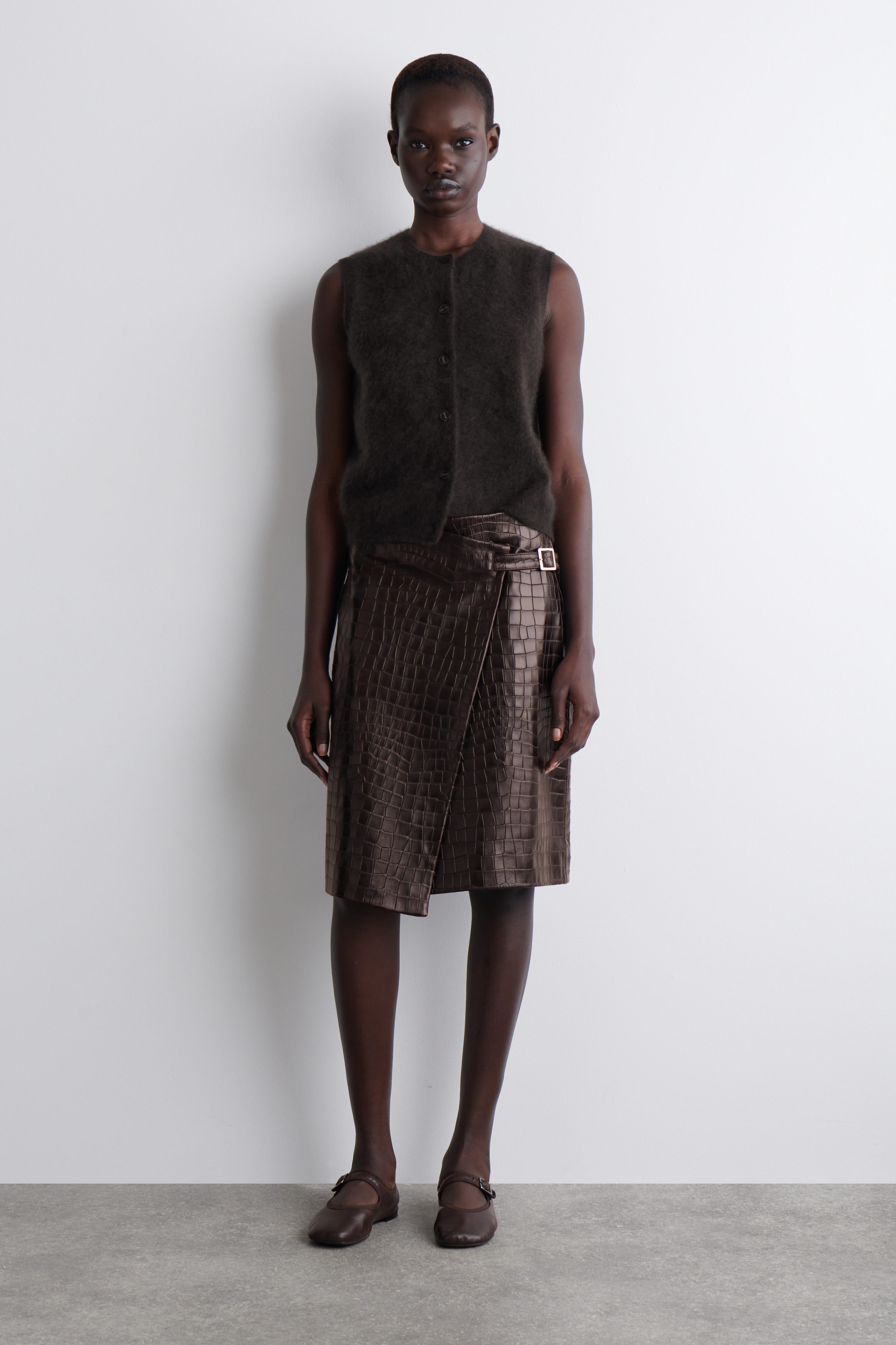 Square-Toe Buckled Ballet Flats