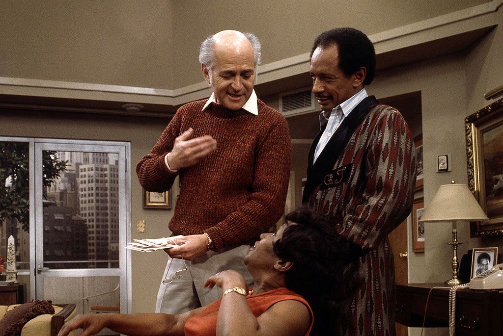 (From l.): Norman Lear, Isabel Sanford and Sherman Hemsley on the set of ‘The Jeffersons.’