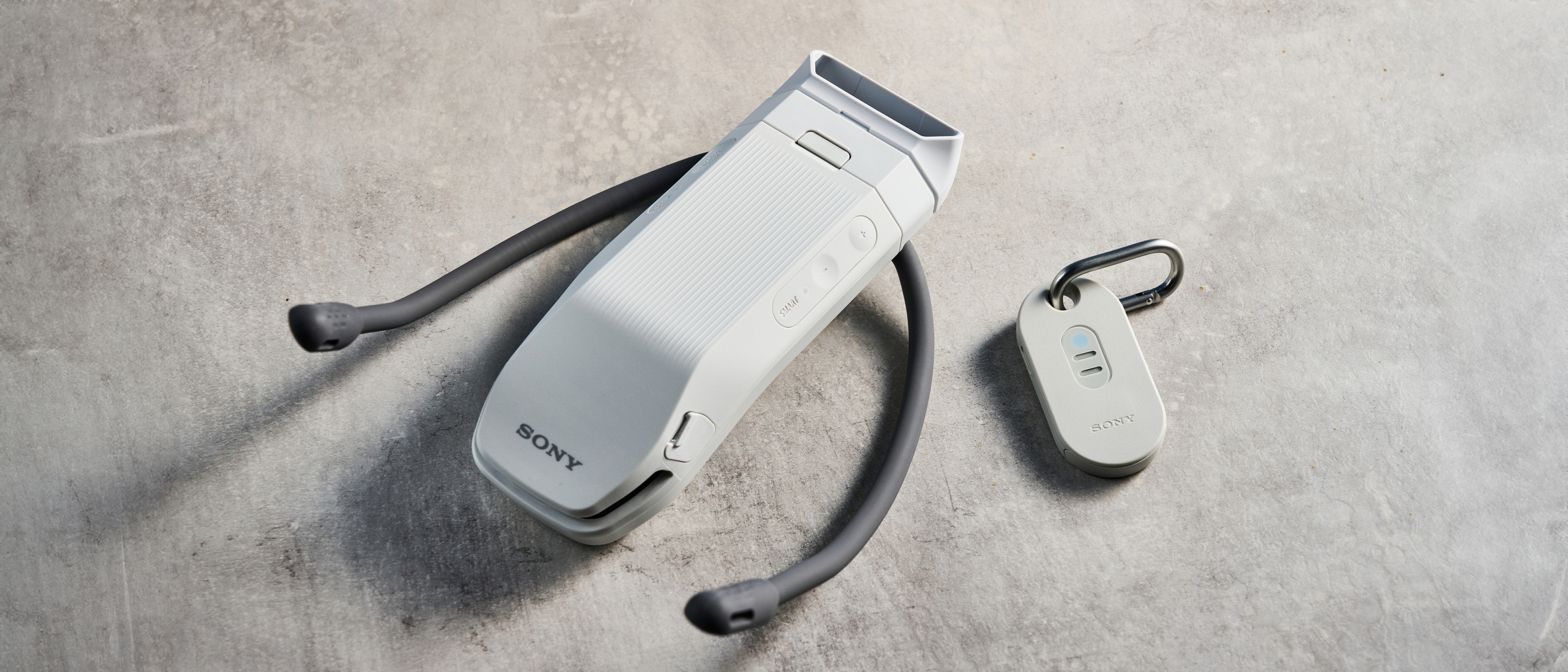 Sony Reon Pocket Pro Plus and sensor photographed on a gray background