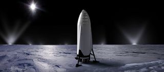 SpaceX's Interplanetary Transport System could potentially carry astronauts to the surface of Saturn's icy moon Enceladus, as seen in this artist's concept image.