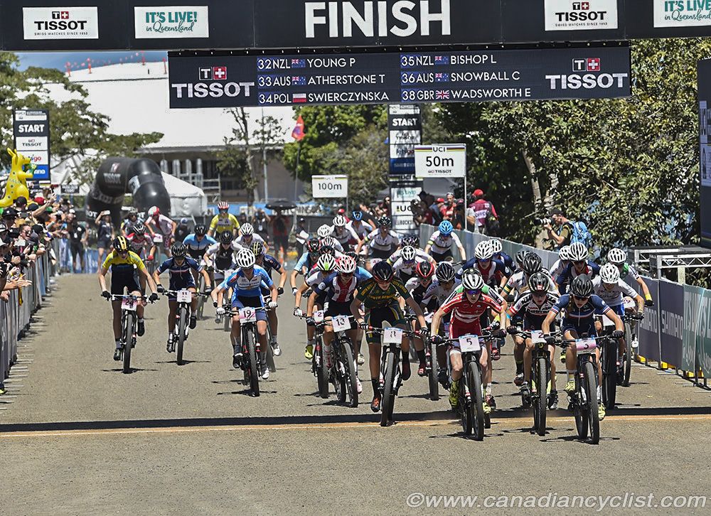 The start of the junior women's cross country race.