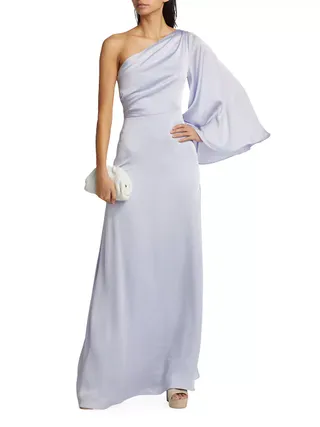 Keely One-Shoulder Satin Gown