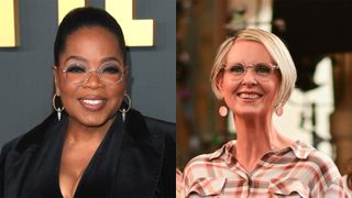 Composite image of Oprah Winfrey and Cynthia Nixon wearing round eyeglasses