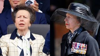 Princess Anne wearing a thin scarf at the Jubilee and at Prince Philip's funeral