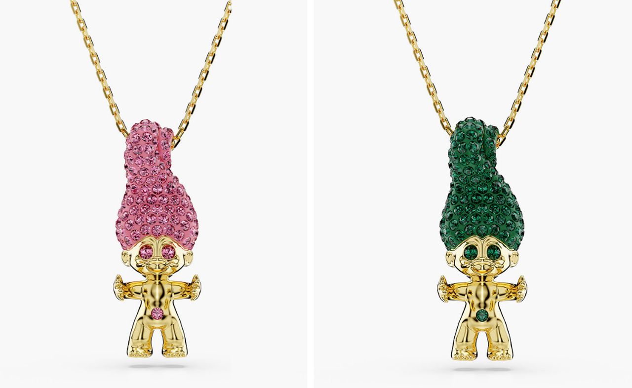 Good Luck Trolls x Swarovski crystal troll necklaces