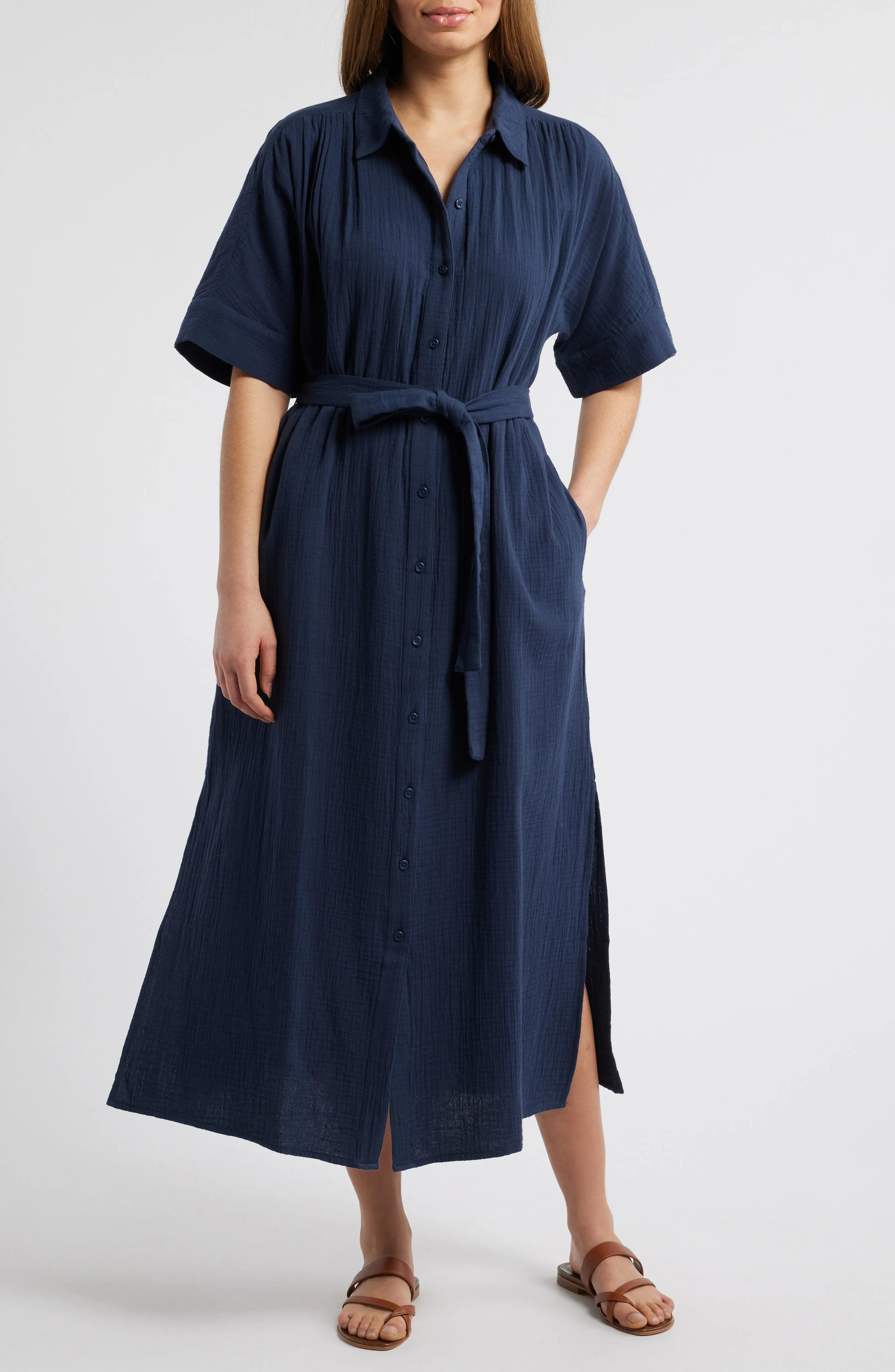 Caslon, Belted Maxi Shirtdress (Was $90) 