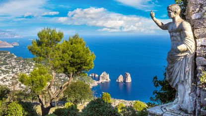 The Faraglioni limestone sea stacks and bay in Capri 