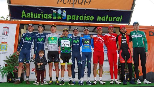 The classification winners of the 2012 Vuelta Asturias.