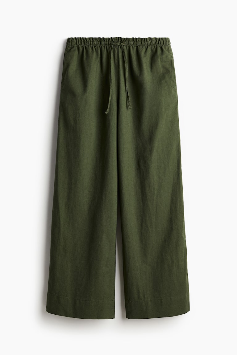 Wide Linen-Blend Trousers