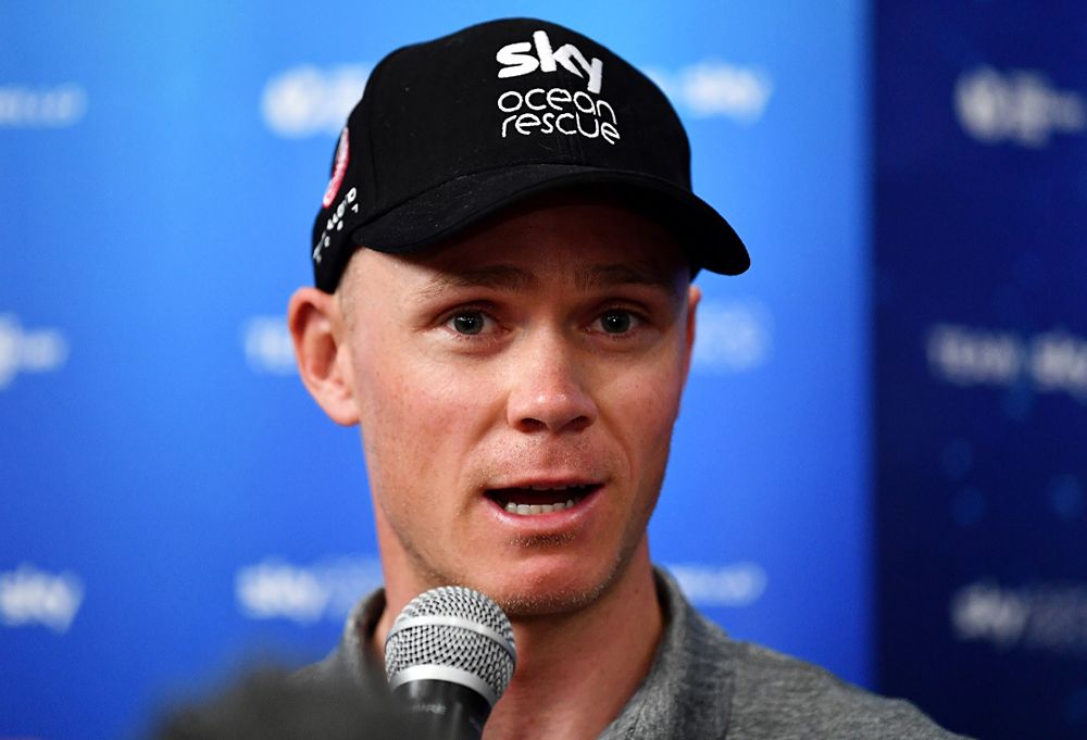 Chris Froome (Team Sky) meets with the press ahead of the Grand Depart at the 2018 Tour de France