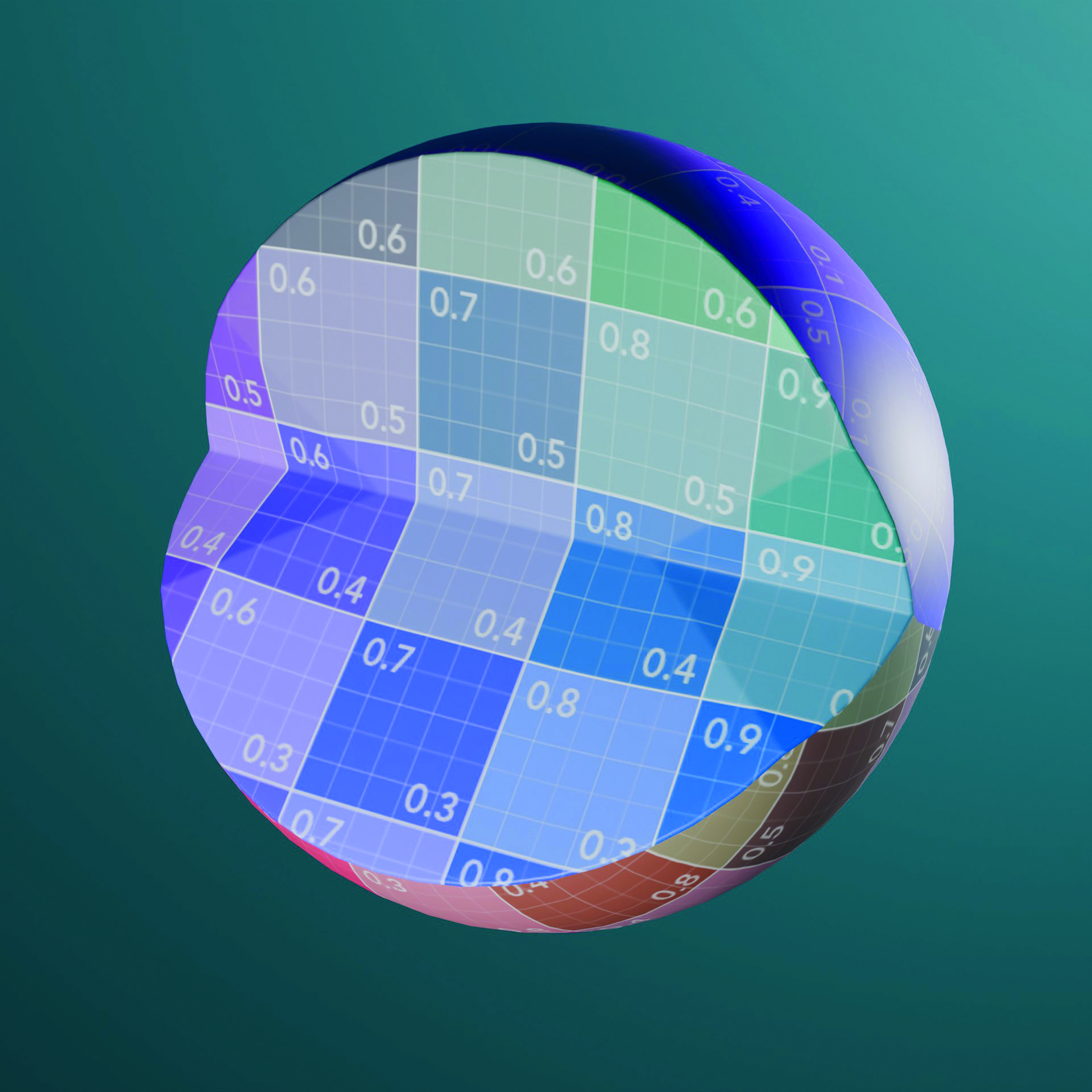 A colourful spherical 3D object