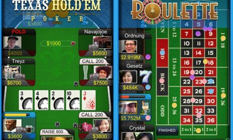 Screen shots from Big Fish Casino: The app, which is only available in the U.K., allows users to gamble real money on their smartphones.