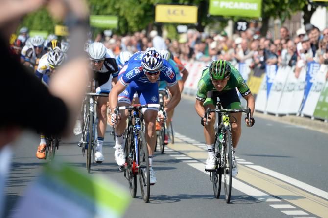 Arnaud Demare and Bryan Coquard fight it out for the win