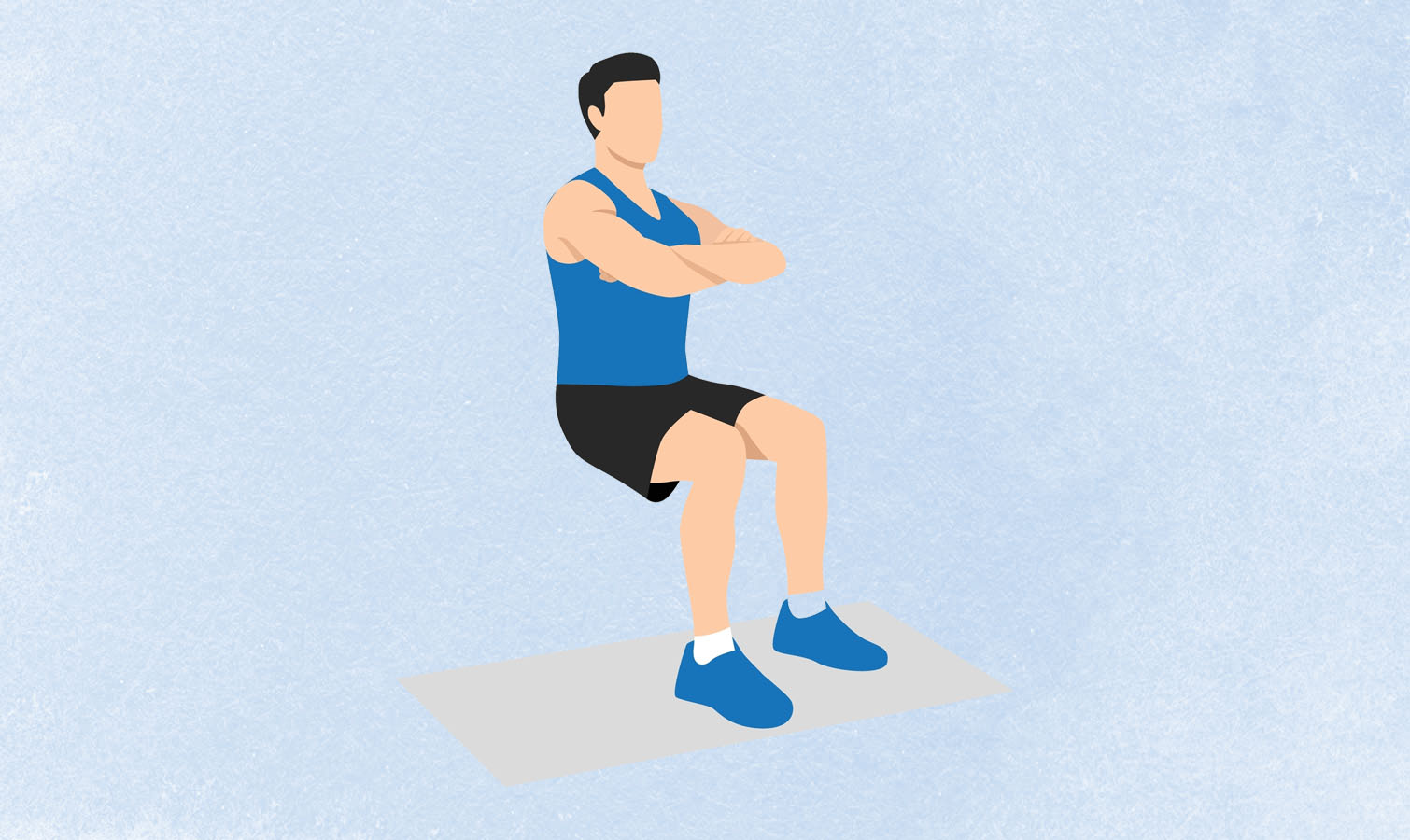 an illo of a man doing a weighted wall sit