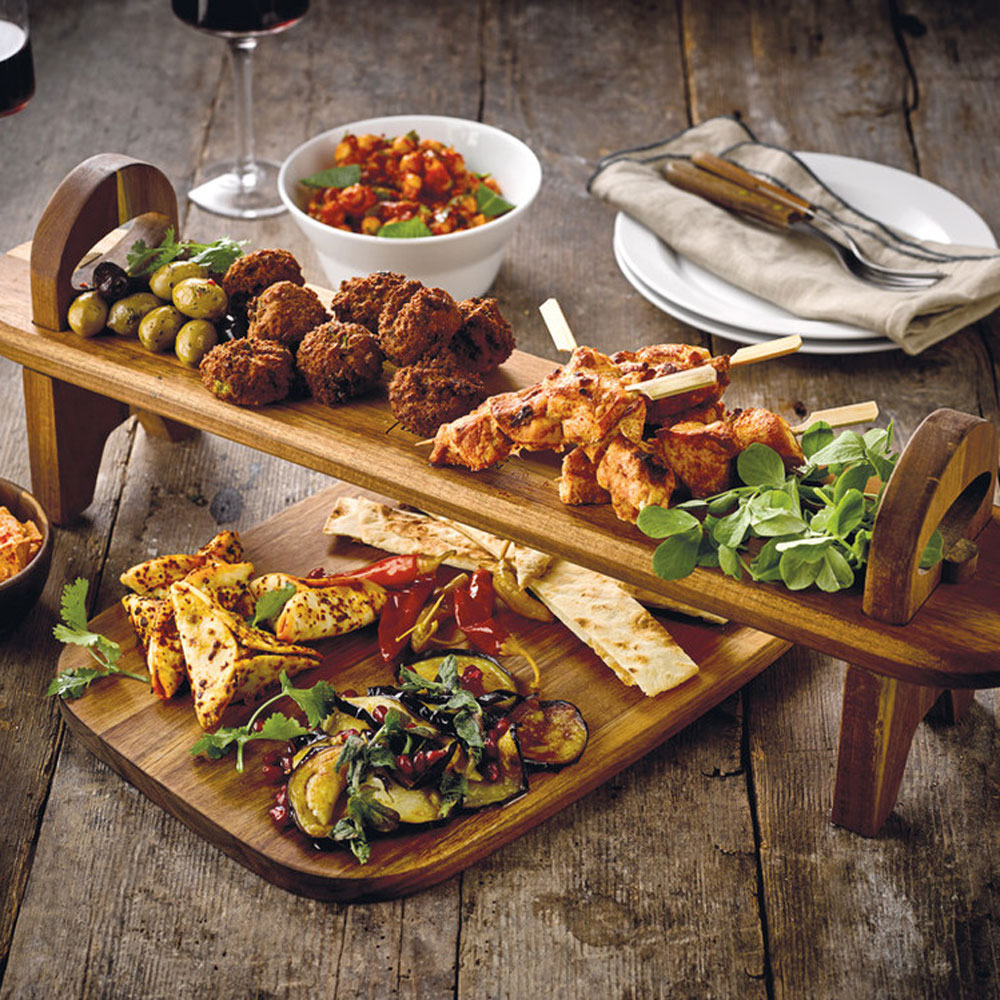 wood set and serving board set with wooden table