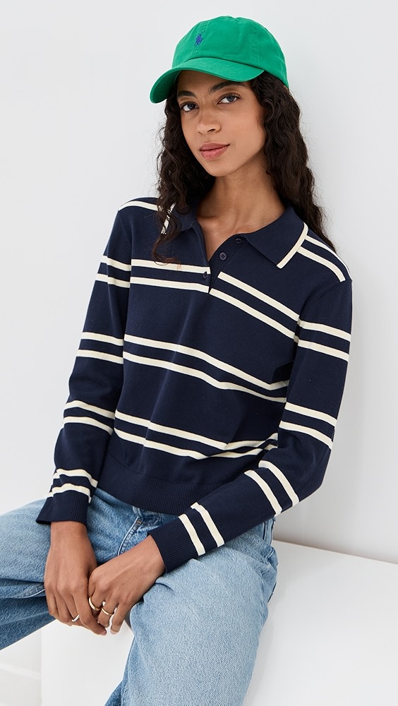 State &amp;amp; Lake Long Sleeve Striped Polo