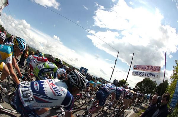 The peloton passes through Castellania, the birth place of Fausto Coppi.