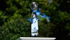 The Sanford International trophy on a white box