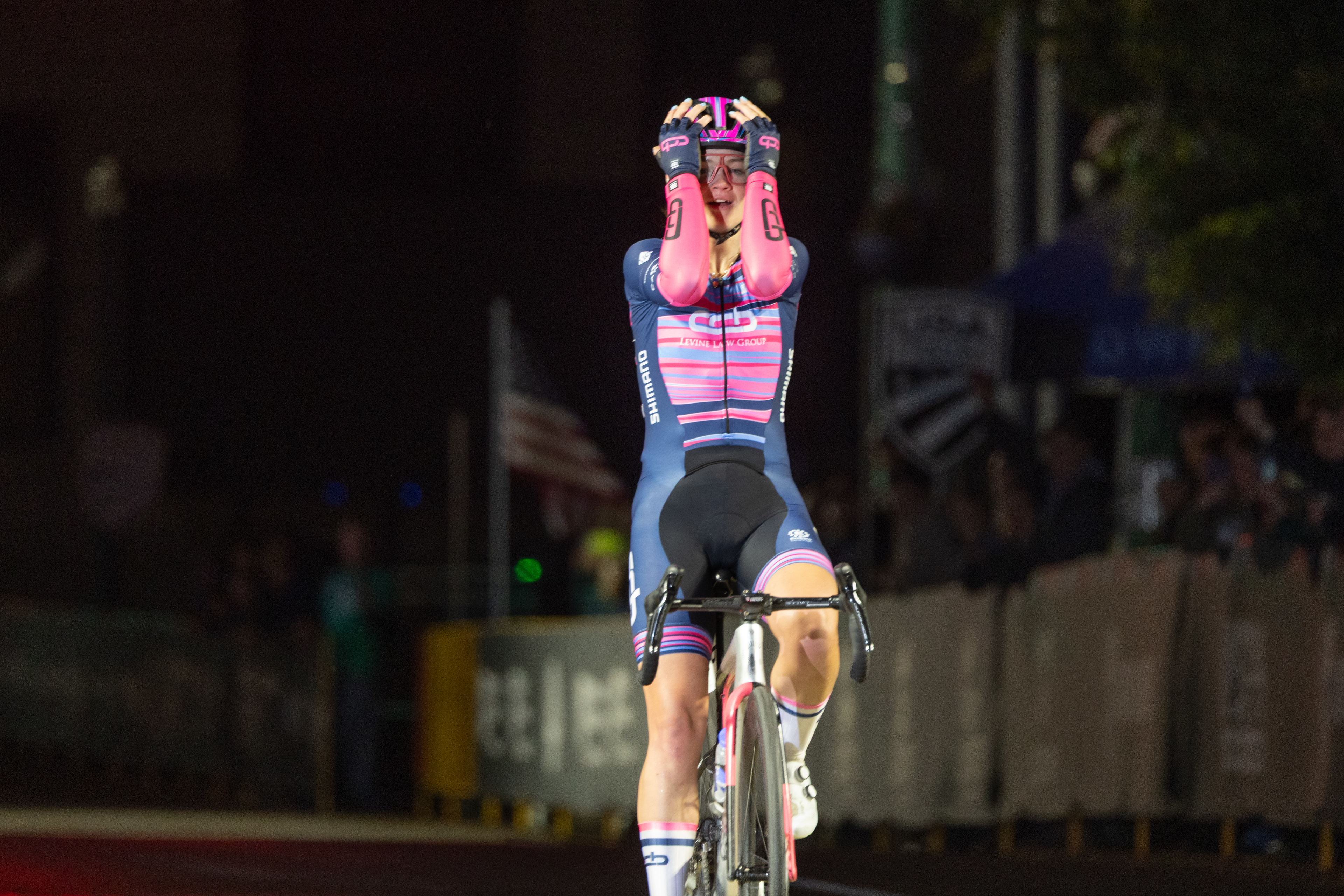 Cassidy Hickey wins the first stand-alone U23 women's criterium in a solo break.