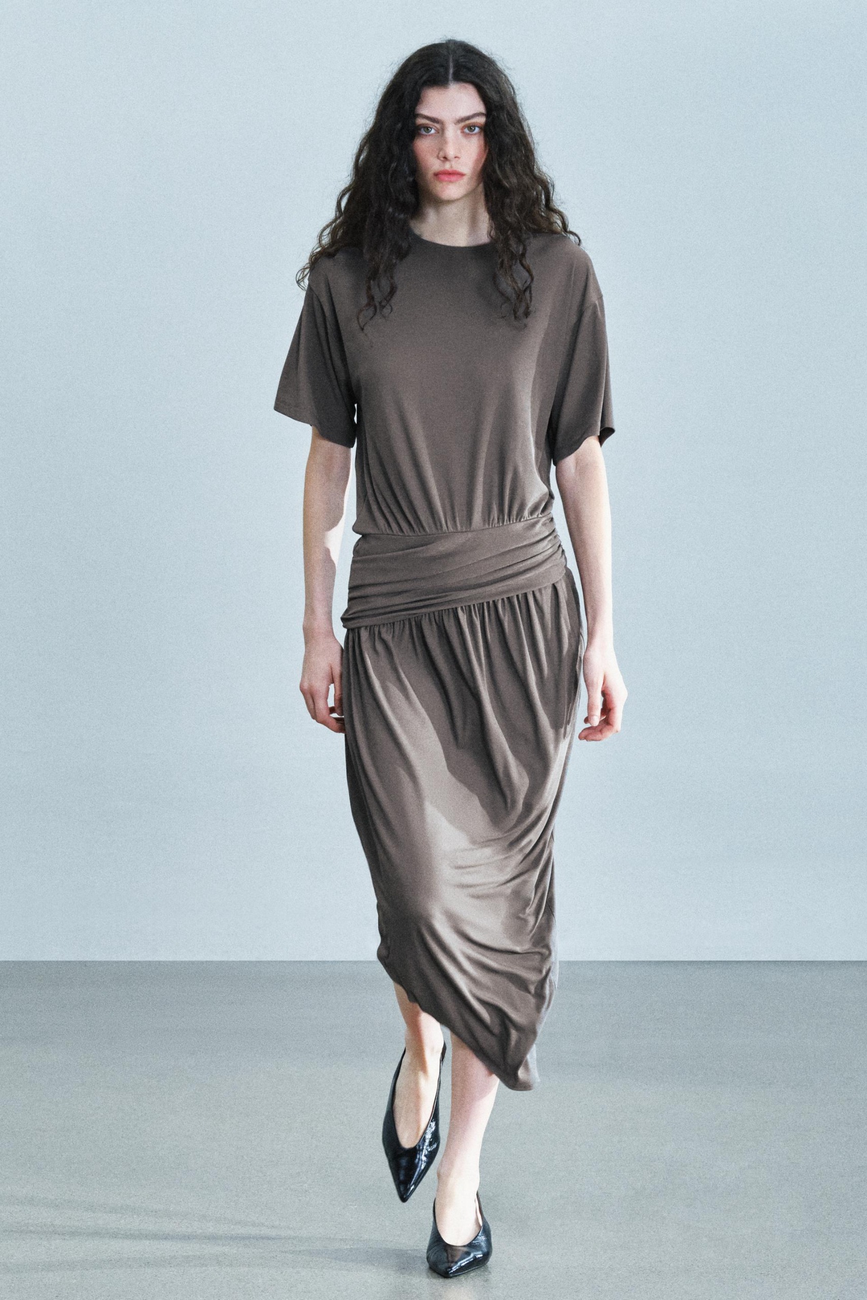 Draped Dress - Gray / Blue - S