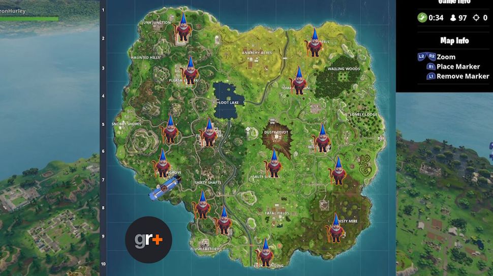 Search Hungry Gnomes in Fortnite all the Fortnite hungry gnome