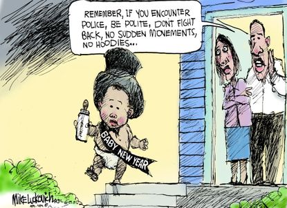 Editorial cartoon U.S. Race Baby New Year
