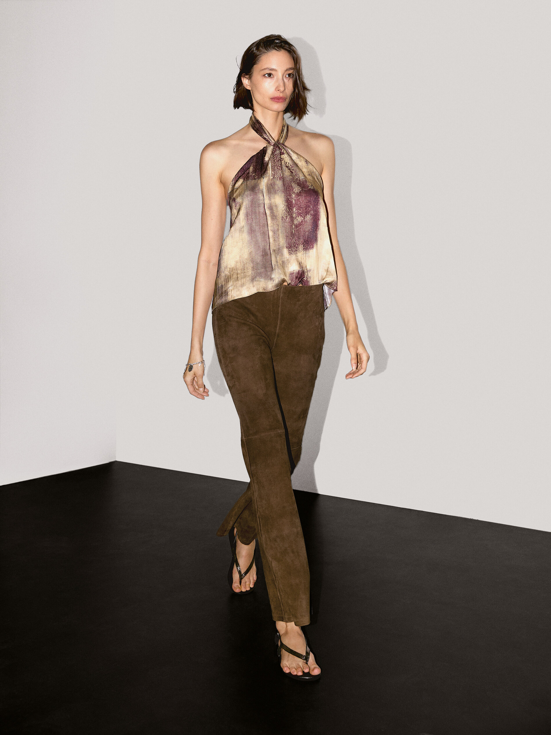 Flared Suede Leather Trousers