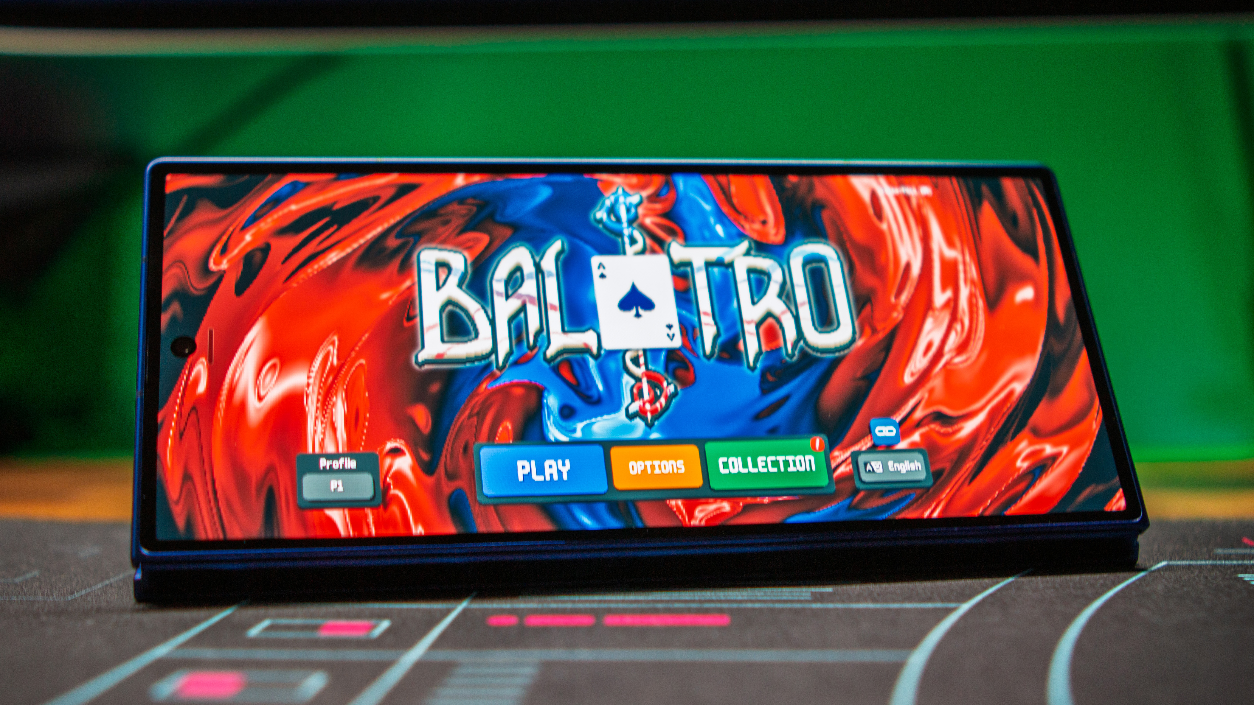 Balatro Menu Screen on Samsung Galaxy Z Fold 7