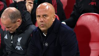 Arne Slot, Manager of Liverpool, looks on prior to the Premier League match between Brentford and Liverpool at Gtech Community Stadium on October 25, 2025 in Brentford, England. 