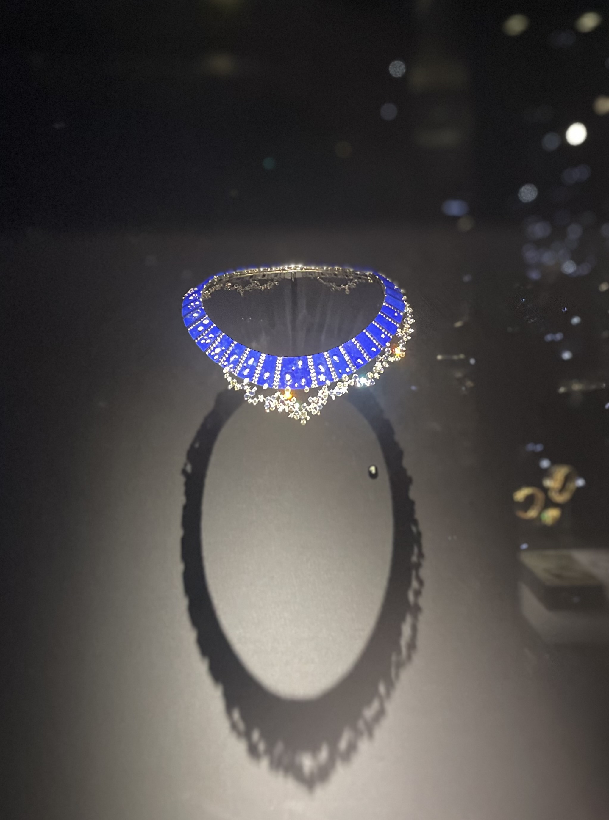 A bright blue necklace