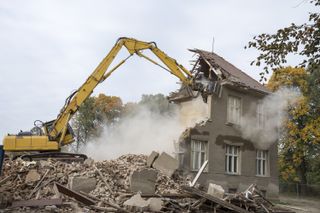 demolishing a house