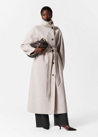 Funnel-Collar Wool Coat