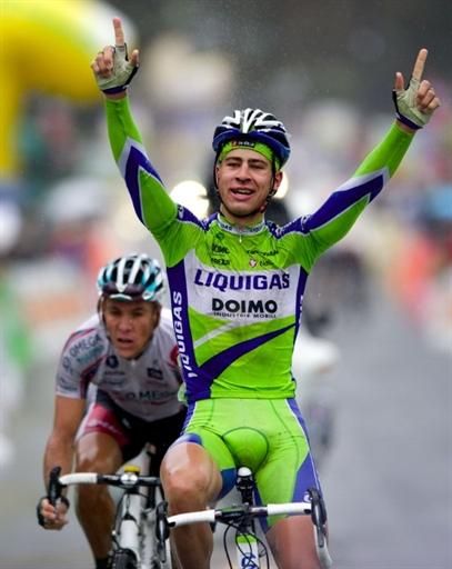 Peter Sagan (Liquigas-Doimo) finished second, but it appears his sports director forgot to tell him Spilak was up the road.