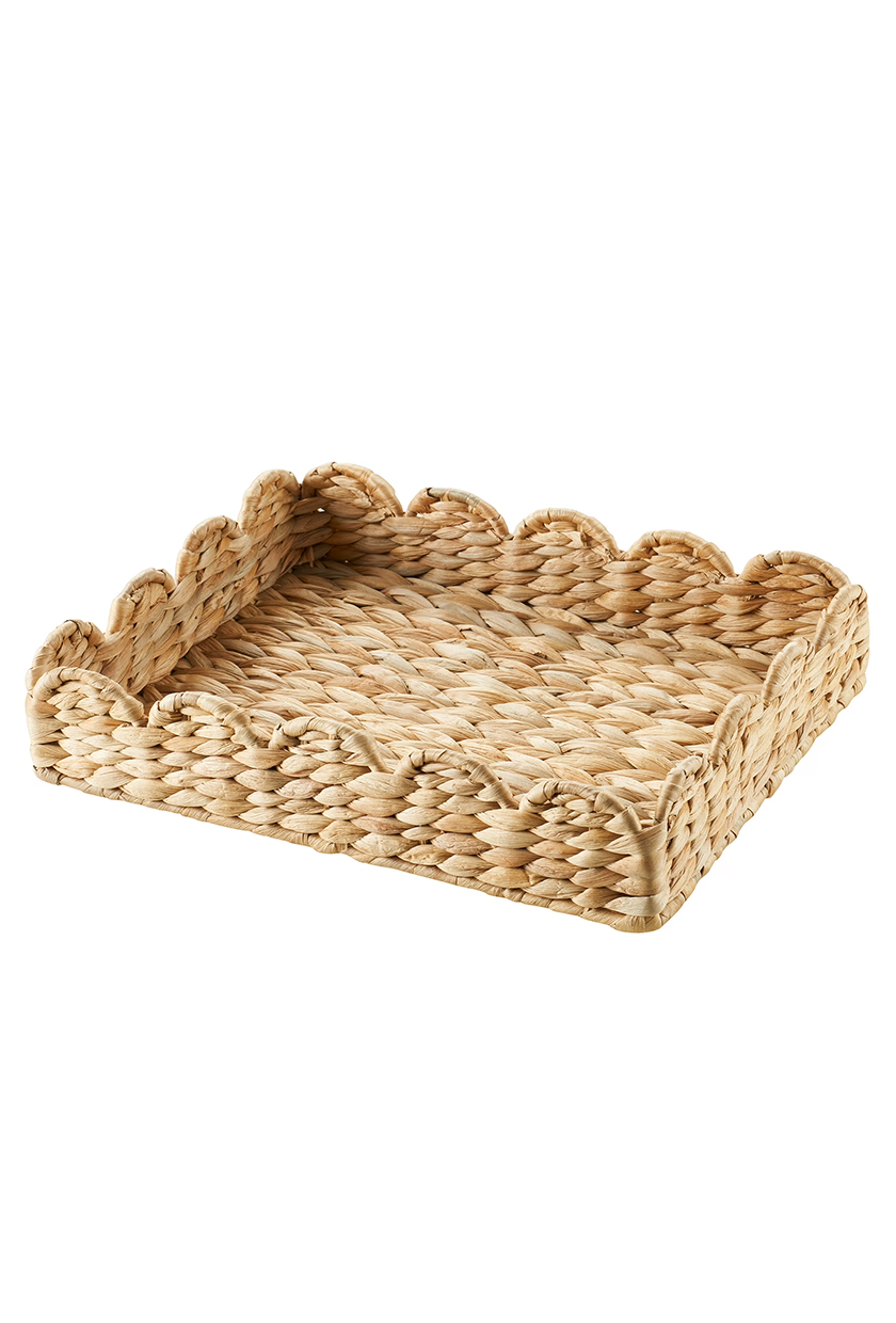 Home Decor Collection, Scalloped Woven Natural Decorative Tray
