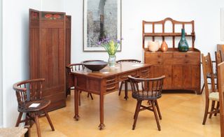 Millinery Works wooden furniture table and chairs