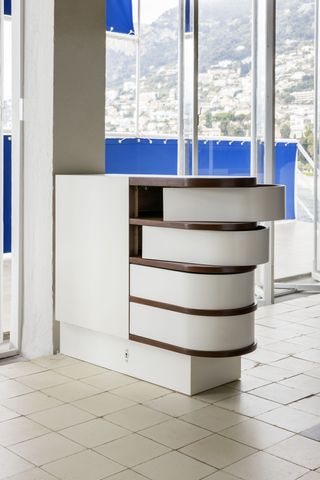 Detail of cabinet joinery at eileen gray's house in south of France