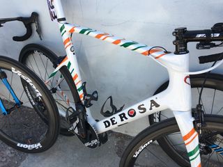 Conor Dunne (Israel Cycling Academy) has this special Irish champion’s De Rosa