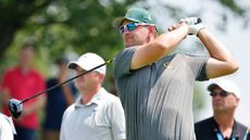 Bernd Wiesberger hits a drive in LIV Golf