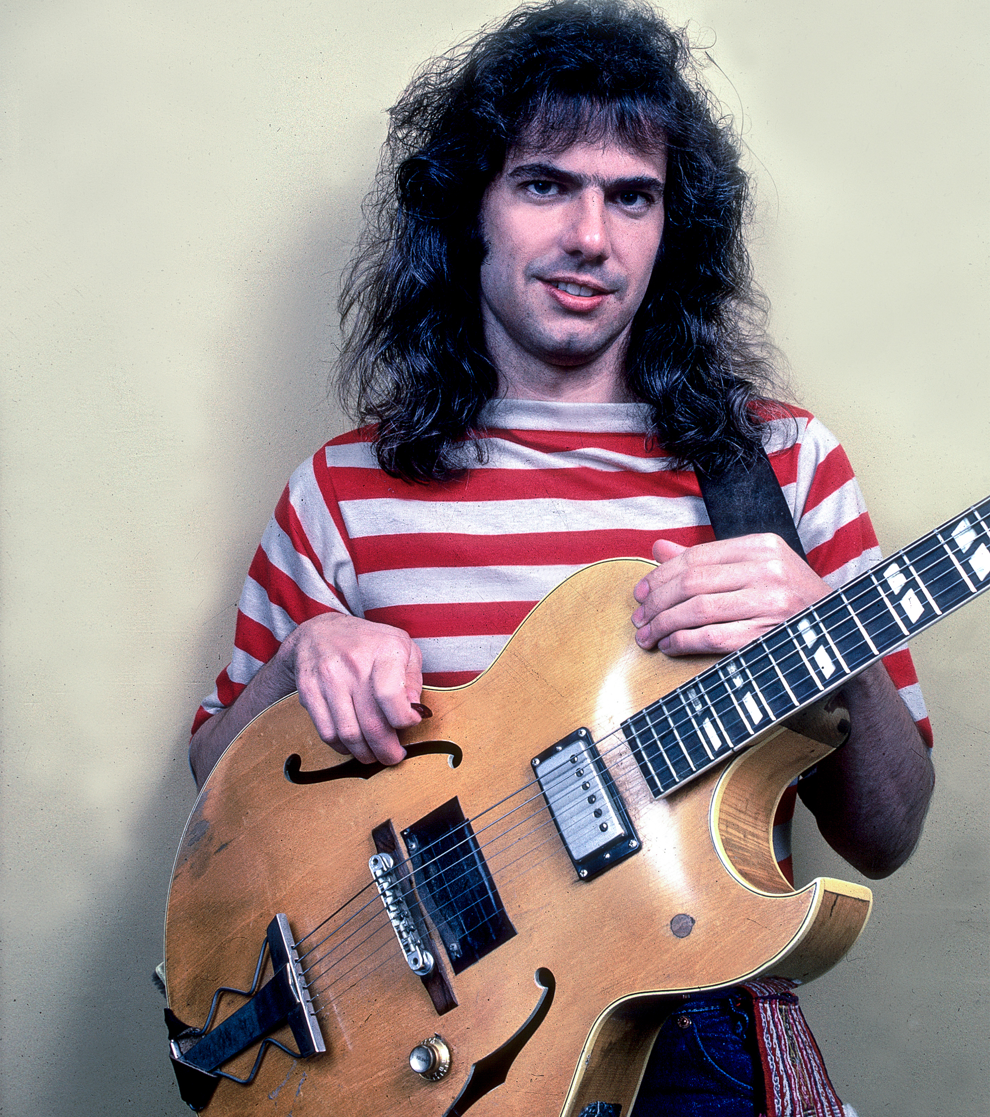 Portrait of musician Pat Metheny at the Ravinia Festival in Highland Park, Illinois, July 19, 1982.