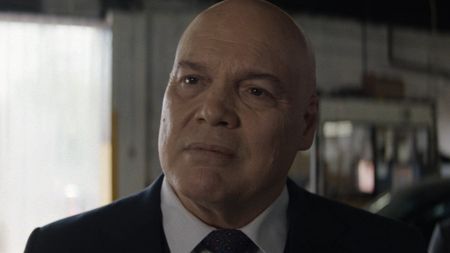 Vincent D'Onofrio's Wilson Fisk listening to Cole North speak in Daredevil: Born Again