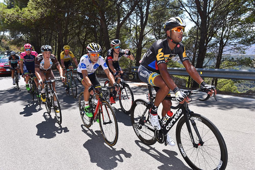Natnael Berhane (MTN-Qhubeka) leads the breakaway