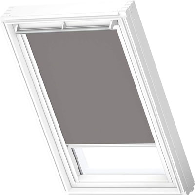 white skylight with Velux grey blackout blind