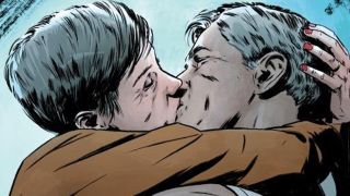 elderly selina kyle and bruce wayne kissing in Some of these days storyline, Batman and Catwoman love story