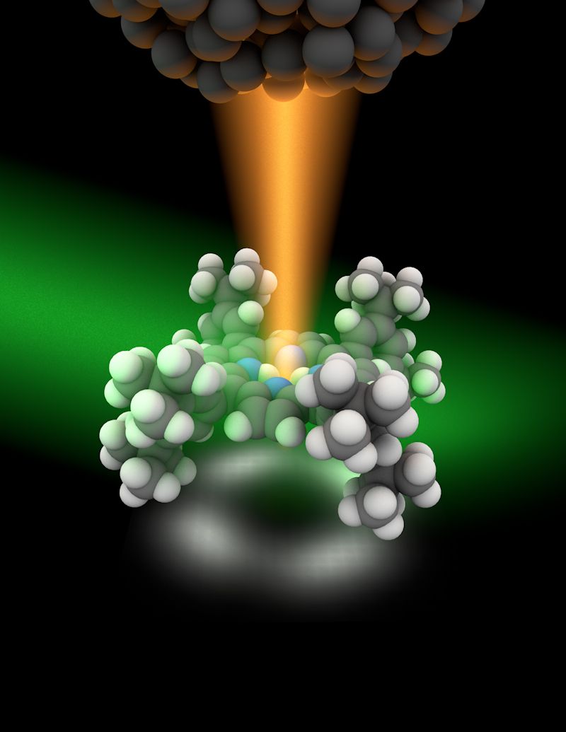 a molecule imaged under raman spectroscopy