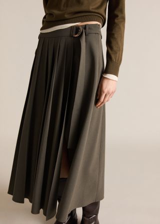 Pleated Skirt With Belt - Women | Mango United Kingdom