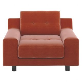 Habitat Hendricks Orange Velvet Armchair upholstered in a velvet cotton and modal blend