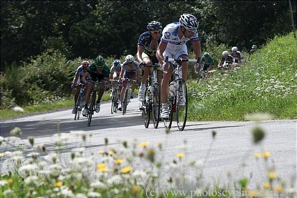 An FDJ rider launches an attack of the front group.