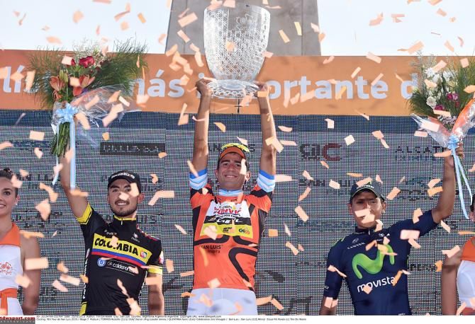 Diaz celebrates his overall win at the Tour de San Luis